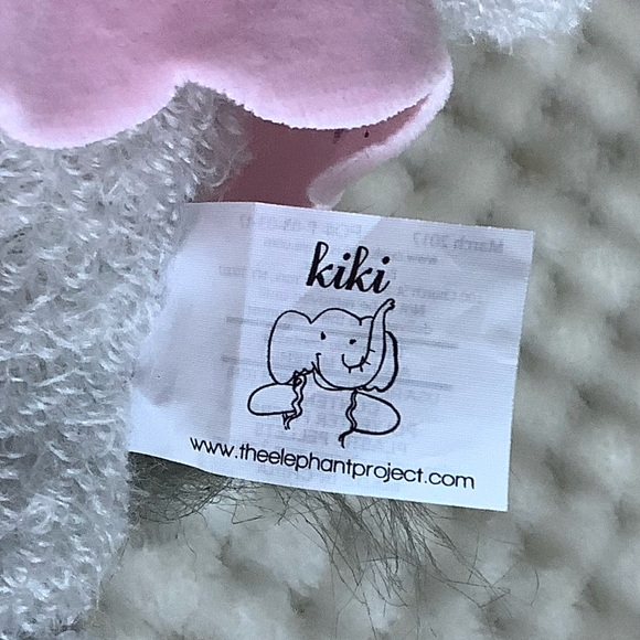 KIKI Plush Grey Elephant Pink Dress The Elephant Project Embroidered Eyes 2017 - Picture 4 of 12